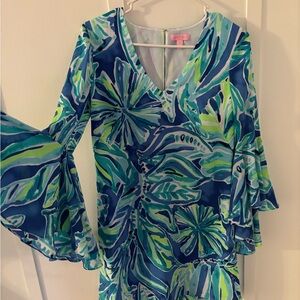 Lilly Pulitzer Blue and Green Floral Dress